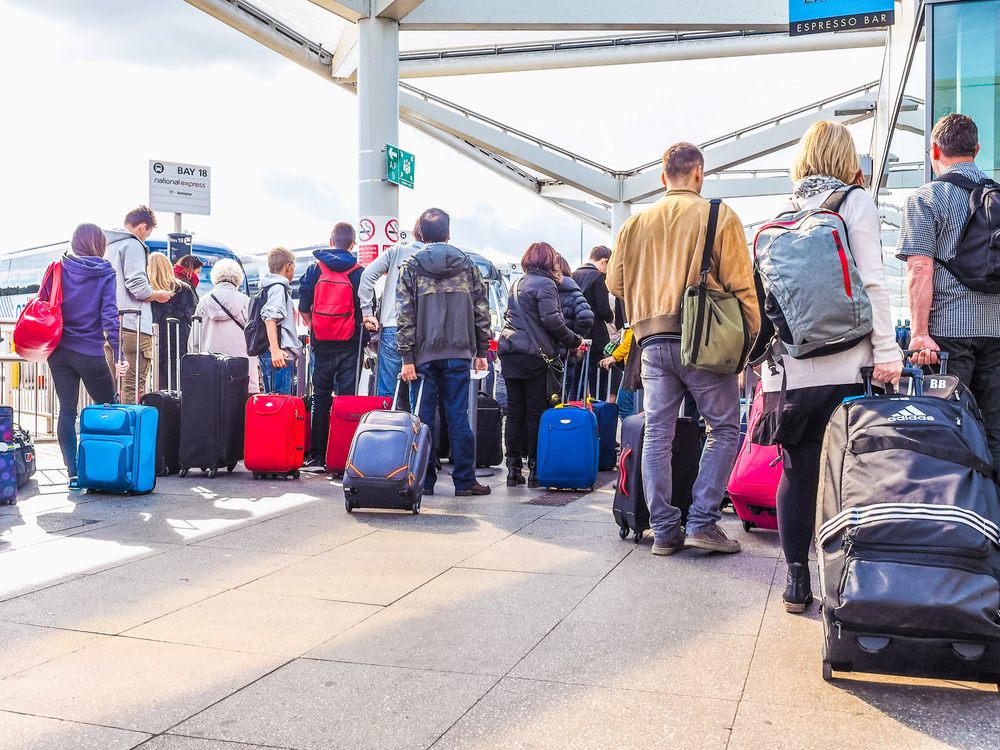 Travelers waiting to catch their flight